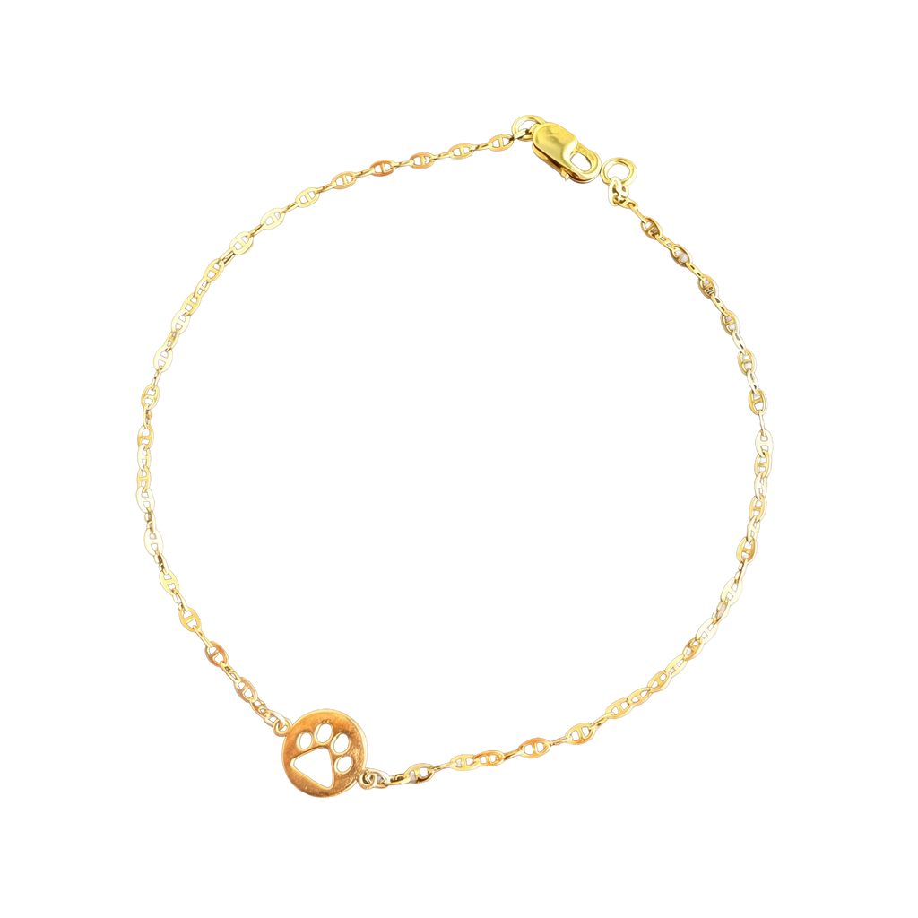 Round Paw Bracelet in Gold