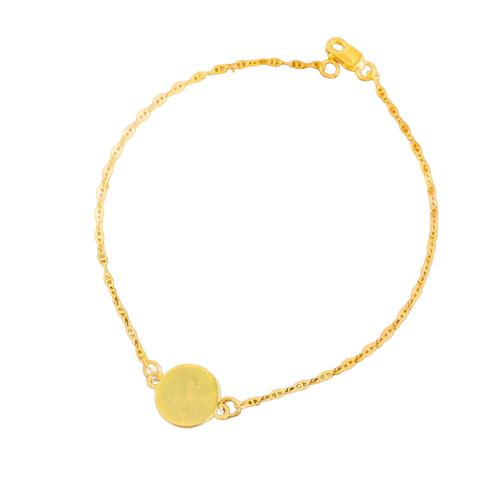 Round Engravable Charm Bracelet in Gold