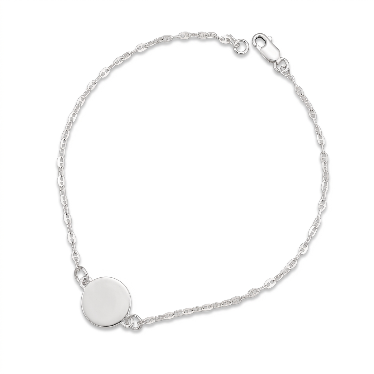 Round Engravable Charm Bracelet in Silver