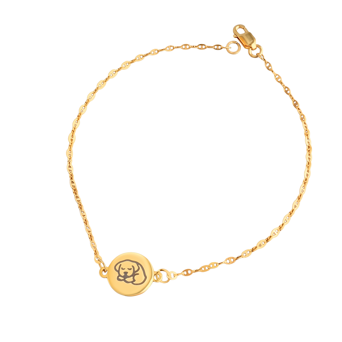 Round Engravable Charm Bracelet in Gold