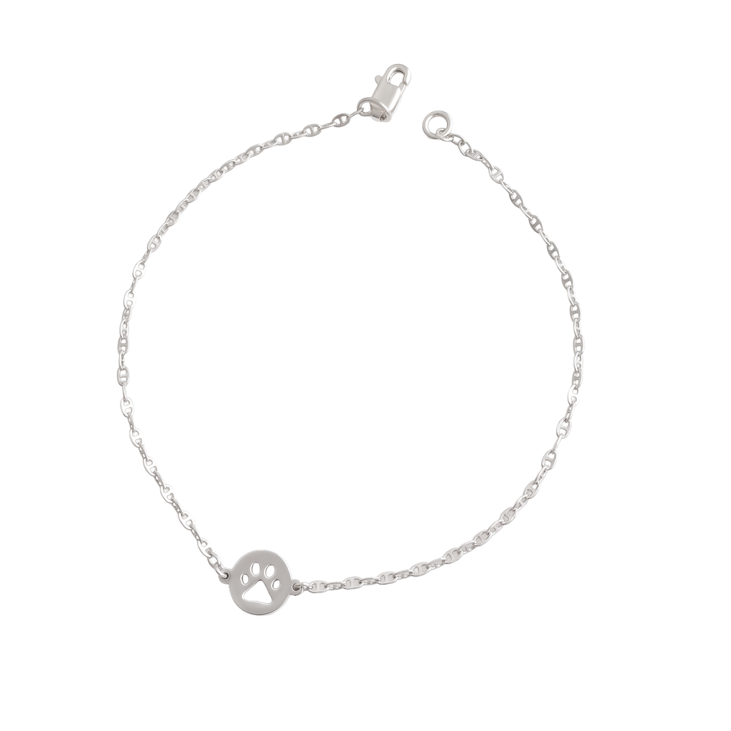Round Paw Bracelet in Silver