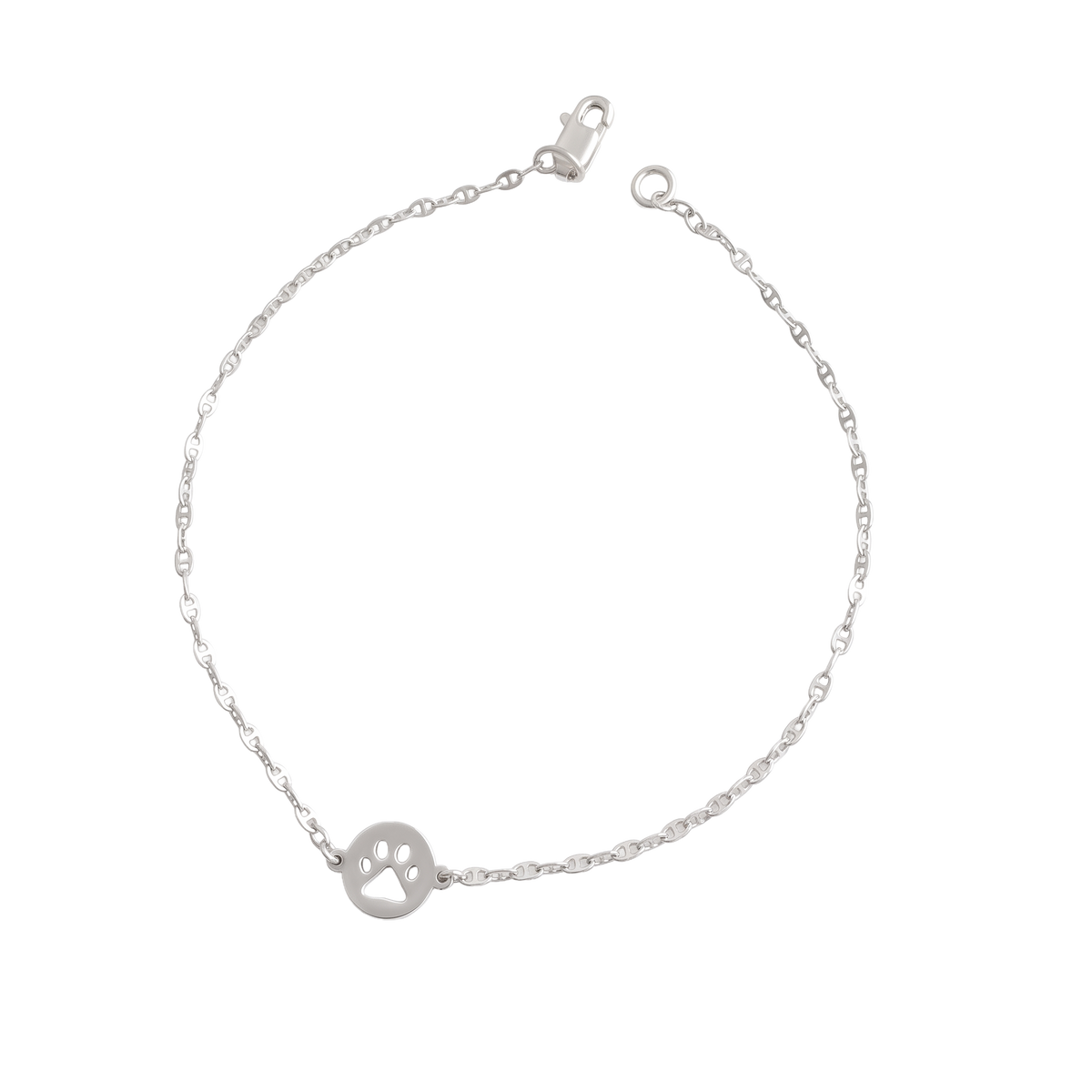 Round Paw Bracelet in Silver